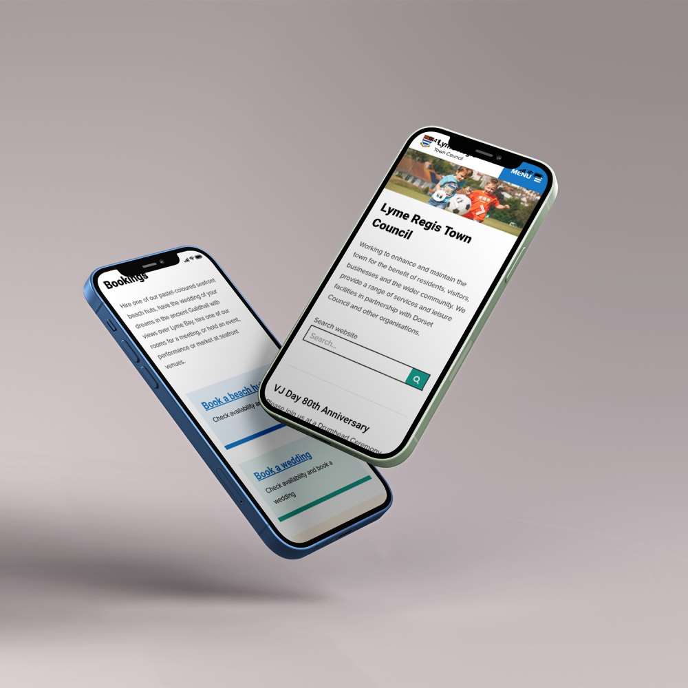 Lyme Regis Town Council website featured on a smartphone